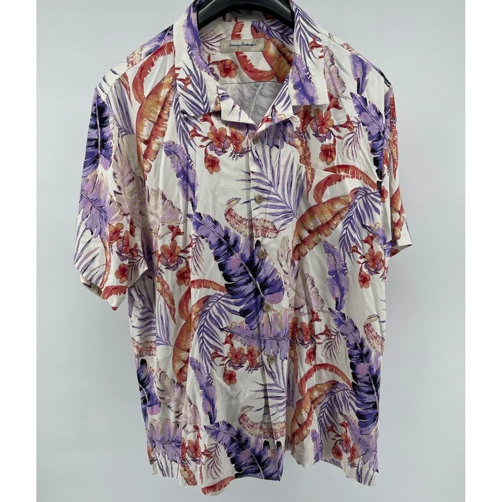 Tommy Baham Silk Shirt Mens‎ XXL Multicolor Floral Hawaiian